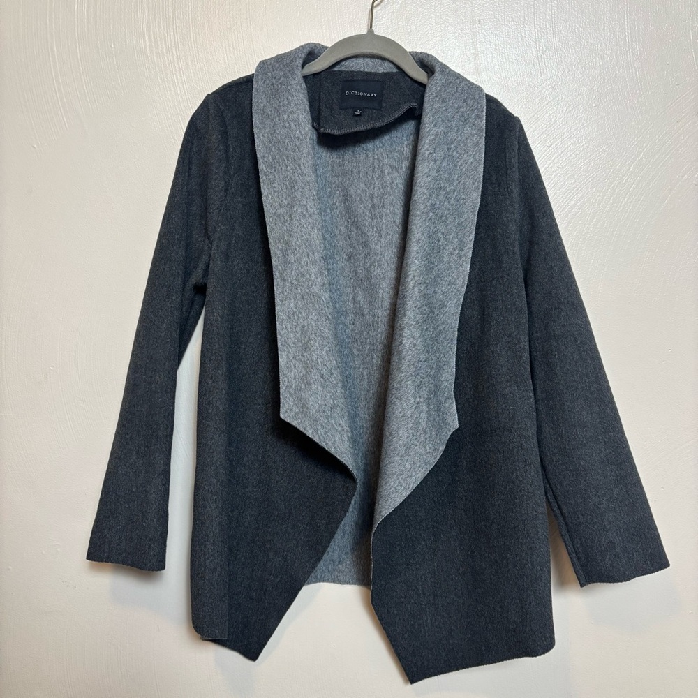 NWT Dictionary Women’s‎ Jacket Sweater Cardigan Open Gray Polyester Size Large